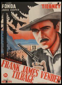 1c818 RETURN OF FRANK JAMES Danish '48 different artwork of outlaw Henry Fonda, Fritz Lang!