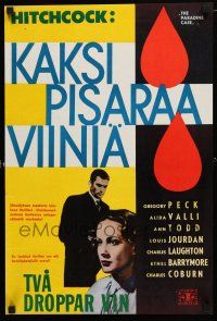 1c399 PARADINE CASE Finnish R62 Alfred Hitchcock, Gregory Peck, Ann Todd, Valli!
