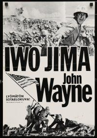 1c405 SANDS OF IWO JIMA Finnish '50 great image of WWII Marine John Wayne & flag on Suribachi!