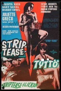1c414 SWEET SKIN Finnish '63 Jacques Poitrenaud's Strip-tease, artwork images of sexy dancers!