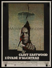 1c090 ESCAPE FROM ALCATRAZ French 15x21 '79 cool artwork of Clint Eastwood busting out by Lettick!