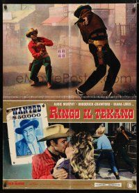 1c483 TEXICAN Italian lrg pbusta '66 cowboy Audie Murphy as Texican, Broderick Crawford, Lorys!