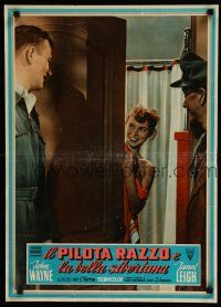 1c521 JET PILOT Italian photobusta '58 John Wayne & sexy Janet Leigh, Howard Hughes!