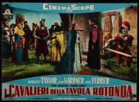 1c523 KNIGHTS OF THE ROUND TABLE Italian photobusta '54 montage of Ferrer, Taylor & Gardner!