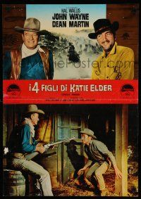 1c541 SONS OF KATIE ELDER Italian photobusta '65 John Wayne in action w/cowboy Dean Martin!