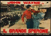 1c551 WYOMING OUTLAW Italian photobusta R60s John Wayne as Stoney punching bad guy!