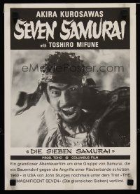 1c054 SEVEN SAMURAI Swiss '60s Akira Kurosawa's Shichinin No Samurai, Toshiro Mifune!