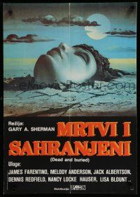 1c194 DEAD & BURIED Yugoslavian 19x27 '81 wild horror art of person buried by Campanile!