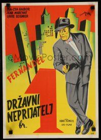 1c228 MOST WANTED MAN Yugoslavian 14x20 '53 Verneuil's L'ennemi public no 1 starring Fernandel!