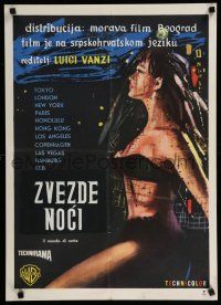 1c251 WORLD BY NIGHT Yugoslavian 20x28 '61 Luigi Vanzi's Il Mondo di notte, sexy Italian showgirl!