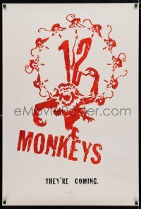 1d002 12 MONKEYS teaser 1sh '95 Bruce Willis, Brad Pitt, Stowe, Terry Gilliam directed sci-fi!