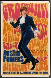 1d052 AUSTIN POWERS: INT'L MAN OF MYSTERY teaser DS 1sh '97 Mike Myers is frozen in the 60s!