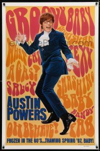 1d051 AUSTIN POWERS: INT'L MAN OF MYSTERY teaser 1sh '97 Mike Myers is frozen in the 60s!