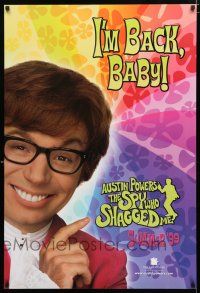 1d055 AUSTIN POWERS: THE SPY WHO SHAGGED ME teaser 1sh '99 Mike Myers in title role!