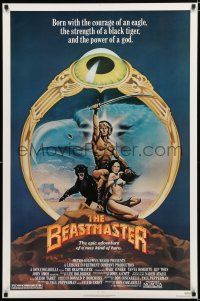 1d082 BEASTMASTER 1sh '82 cool fantasy art of bare-chested Marc Singer & sexy Tanya Roberts!