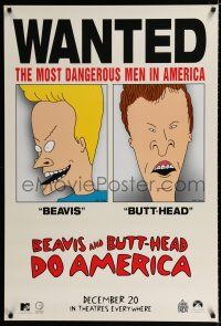 1d088 BEAVIS & BUTT-HEAD DO AMERICA teaser 1sh '96 Mike Judge, most dangerous men in America!