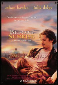 1d090 BEFORE SUNRISE advance DS 1sh '94 directed by Richard Linklater, Ethan Hawke, Julie Delpy!