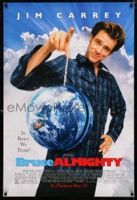 1d132 BRUCE ALMIGHTY advance 1sh '03 Jim Carrey in title role with the world on a string!