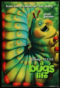 1d137 BUG'S LIFE teaser DS 1sh '98 Walt Disney, Pixar CG cartoon, giant caterpillar!