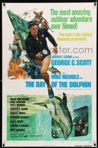 1d204 DAY OF THE DOLPHIN style D 1sh '73 George C. Scott, Mike Nichols, dolphin assassin!