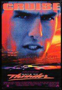 1d209 DAYS OF THUNDER DS 1sh '90 close image of angry NASCAR race car driver Tom Cruise!