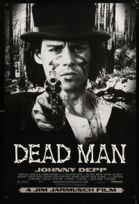 1d210 DEAD MAN 1sh '96 great image of Johnny Depp pointing gun, Jim Jarmusch's mystic western!