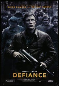 1d215 DEFIANCE teaser DS 1sh '08 Edward Zwick directed, rugged Daniel Craig w/machine gun!