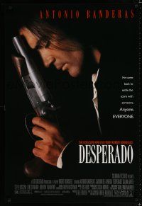 1d220 DESPERADO 1sh '95 Robert Rodriguez, close image of Antonio Banderas with big gun!