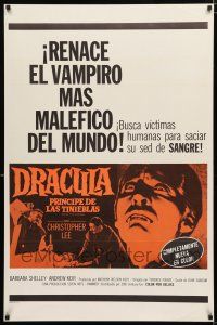 1d242 DRACULA PRINCE OF DARKNESS Spanish/U.S. 1sh '66 great image of vampire Christopher Lee!