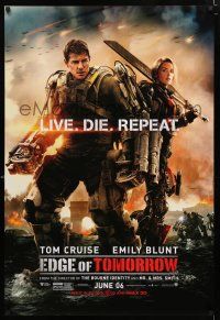 1d255 EDGE OF TOMORROW June 06 teaser DS 1sh '14 Tom Cruise & Emily Blunt, live, die, repeat!