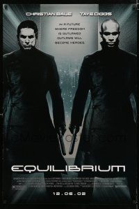 1d265 EQUILIBRIUM advance DS 1sh '02 Christian Bale & Diggs in a future where freedom is outlawed!