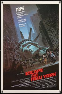 1d269 ESCAPE FROM NEW YORK 1sh '81 Carpenter, art of decapitated Lady Liberty by Jackson!