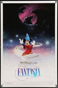 1d276 FANTASIA DS 1sh R90 great image of Mickey Mouse, Disney musical cartoon classic!