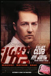 1d288 FIGHT CLUB advance 1sh '99 David Fincher, great close-up portrait of Edward Norton!