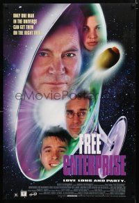 1d298 FREE ENTERPRISE 1sh '98 William Shatner, wacky martini as Star Trek logo design!