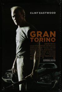 1d335 GRAN TORINO advance DS 1sh '08 great image of angry Clint Eastwood w/rifle & car!