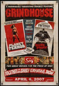 1d344 GRINDHOUSE advance DS 1sh '07 Rodriguez & Tarantino, Planet Terror & Death Proof!