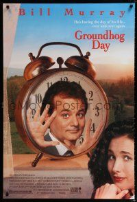 1d345 GROUNDHOG DAY DS 1sh '93 Bill Murray, Andie MacDowell, directed by Harold Ramis!