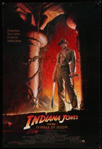 1d405 INDIANA JONES & THE TEMPLE OF DOOM 1sh '84 adventure is Ford's name, Bruce Wolfe art!