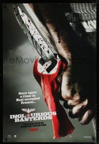 1d409 INGLOURIOUS BASTERDS teaser DS 1sh '09 Quentin Tarantino, bloody knife through Nazi flag!