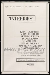 1d413 INTERIORS 1sh '78 Diane Keaton, Mary Beth Hurt, directed by Woody Allen!