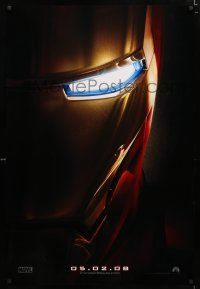 1d420 IRON MAN teaser DS 1sh '08 Robert Downey Jr. is Iron Man, cool close-up of mask!