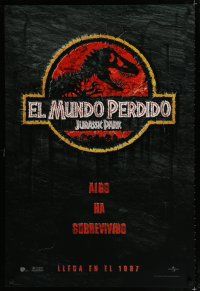 1d438 JURASSIC PARK 2 Spanish/U.S. teaser 1sh '96 The Lost World, something has survived!