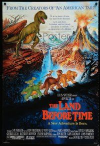 1d451 LAND BEFORE TIME DS 1sh '88 Steven Spielberg, George Lucas, Don Bluth, dinosaur cartoon!