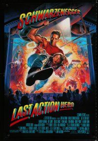 1d454 LAST ACTION HERO DS 1sh '93 cool artwork of Arnold Schwarzenegger by Morgan!