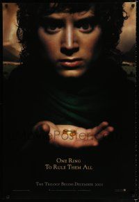 1d486 LORD OF THE RINGS: THE FELLOWSHIP OF THE RING teaser DS 1sh '01 J.R.R. Tolkien, one ring!