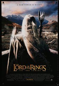 1d491 LORD OF THE RINGS: THE TWO TOWERS advance DS 1sh '02 J.R.R. Tolkien, Christopher Lee!