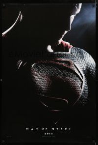 1d513 MAN OF STEEL teaser DS 1sh '13 close-up of Henry Cavill in the title role as Superman!