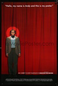1d515 MAN ON THE MOON DS 1sh '99 Milos Forman, great image of Jim Carrey as Andy Kaufman on stage