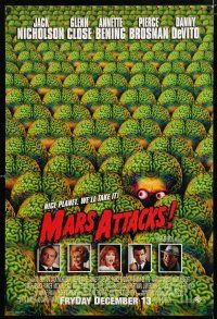 1d525 MARS ATTACKS! advance DS 1sh '96 directed by Tim Burton, great image of many alien brains!